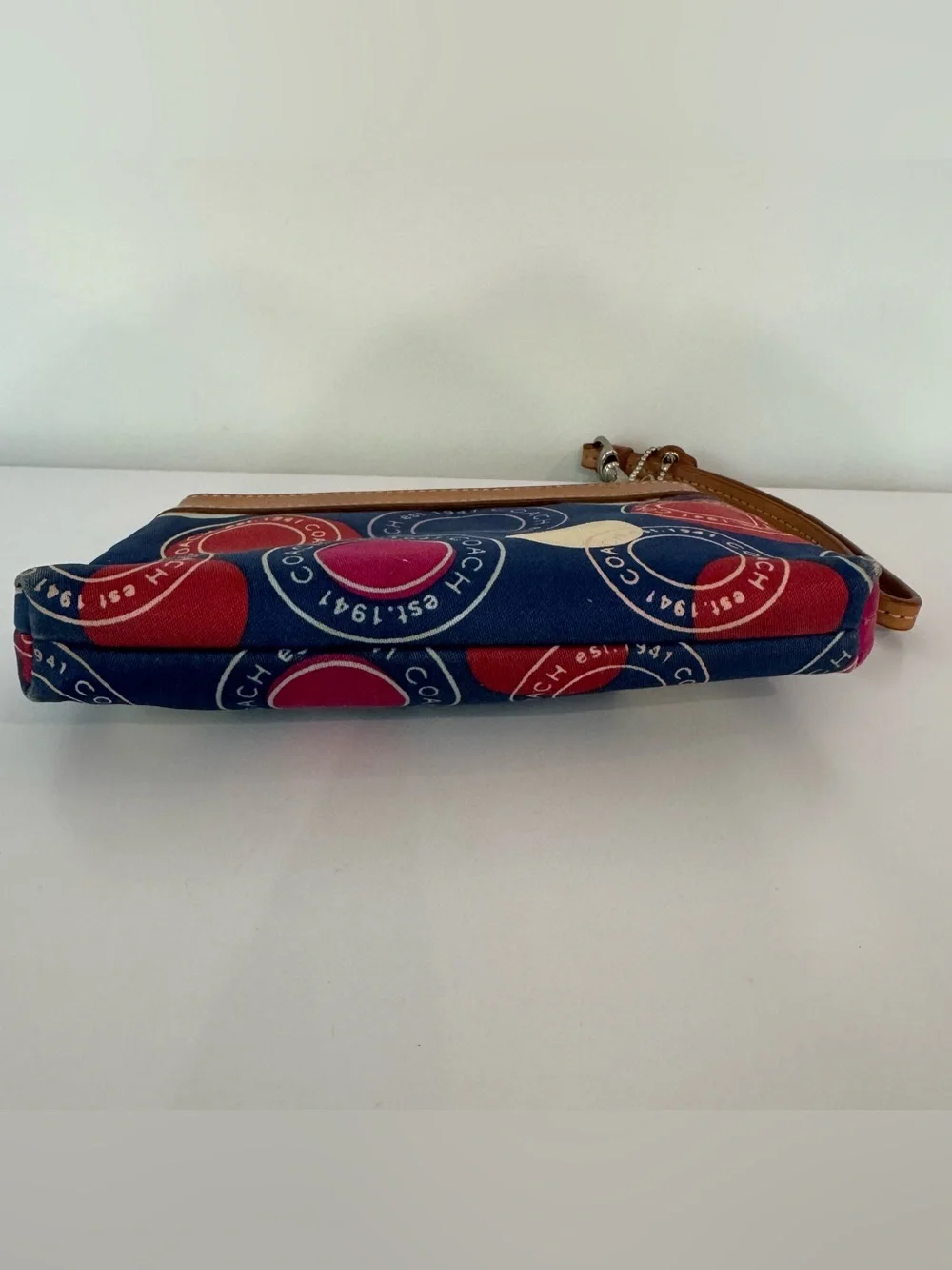 COACH Polka Dot Leah F14667 Red White And Blue Wristlet